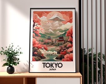 Tokyo Cherry Blossom Print: Japan Travel Poster