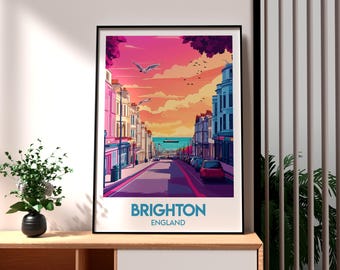 Brighton Pier Art Print: Colorful UK Seaside Travel Poster