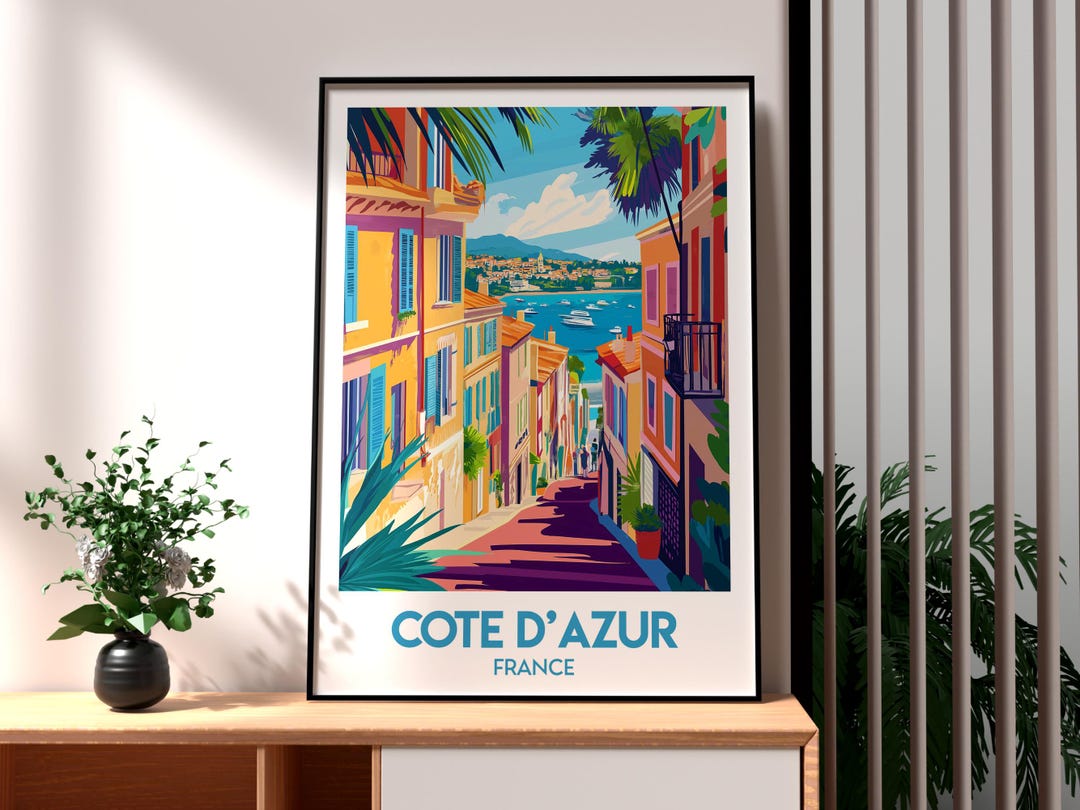 Cote D'azur Print: French Riviera Coastal Wall Art - Etsy