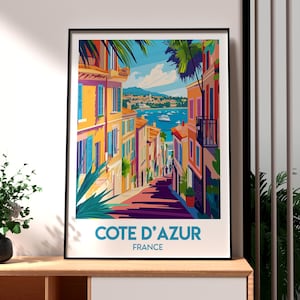 Cote D&#39;Azur Poster - France Wall Art - The French Riviera Poster - France Travel Print - France Travel Print - France Coastal Art
