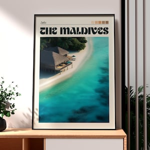 The Maldives Poster - The Maldives Wall Art - The Maldives Beach Art - The Maldives Resort Poster - The Maldives Travel Print - Maldives Hut