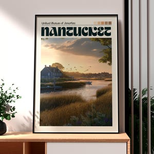 Impresión de Nantucket - Arte mural de Massachusetts - Póster del estado de EE. UU. - Arte mural de EE. UU. - Regalo para viajeros - Impresión de viaje de EE. UU. - Arte mural de Nantucket
