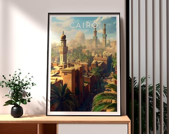 Cairo Egypt Art Print: Pyramids & Cityscape Travel Poster