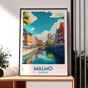 Impresión de Malmö, Suecia: póster de viaje moderno