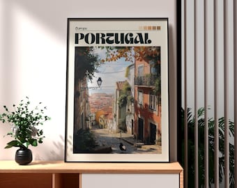 Plakat podróżniczy do Portugalii: wydruk artystyczny z Portugalii