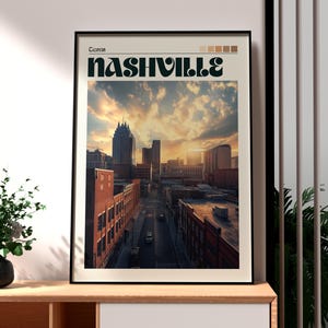Impresión de Nashville - Arte mural de Tennessee - Póster de un estado de EE. UU. - Póster de música country - Impresión de viajes por EE. UU. - Impresión de la ciudad de Nashville - Póster de Tennessee