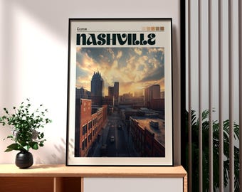 Nashville Skyline Art Print: Tennessee Travel Poster