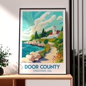 Door County Travel Print - Wisconsin Wall Art -  Wisconsin Poster - Travel Wall Art - USA Travel Poster - Door County Print - USA Print