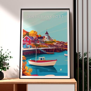 Impresión de Kennebunkport - Arte mural de Maine - Póster de un estado de EE. UU. - Arte mural de EE. UU. - Regalo para viajeros - Impresión de viajes a EE. UU. - Impresión de Kennebunkport, Maine