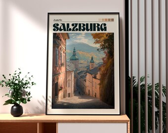 Impression de Salzbourg, Autriche : affiche de voyage, art mural ville