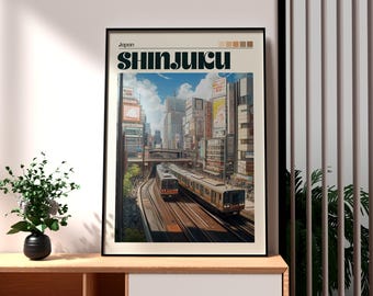 Shinjuku Japan konsttryck: Tokyo reseposter