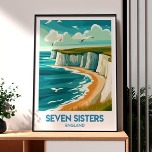 Seven Sisters Travel Print - Seven Sisters Cliffs Wall Art - East Sussex Poster - UK City Art - UK Nature Poster - UK White Cliffs Wall Art