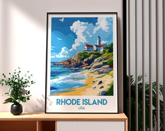 Rhode Island Travel Poster: Newport Coastal Art Print