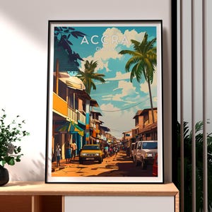 Accra Poster - Ghana Print - Accra Travel Wall Art - Africa Travel Art - Ghana Art - African Wildlife Poster - African City Art - Ghana Art