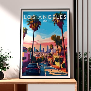 Los Angeles Poster - LA Wall Art - Los Angeles Print - USA Travel Print - Hollywood Wall Art - Los Angeles City Poster - US Poster Art