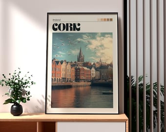 Impresión de Cork, Irlanda: Póster de viaje, arte mural de la República de Irlanda