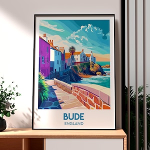 Bude Print - Cornwall Wall Art -  England Beach Poster - Travel Wall Art - Bude Poster - Bude Wall Art - UK AONB Poster - Bude Beach Art