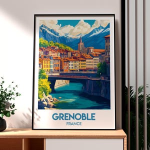 Grenoble Poster - France Wall Art - Grenoble Poster - France Travel Print - France Travel Print - Grenoble Wall Art - French Alps Poster