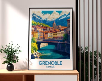 Grenoble France Poster: French Alps Travel Print
