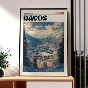 Davos Poster - Swiss Alps Print - Davos Wall Art - Switzerland Poster - Davos Poster - Switzerland Wall Art - Skiing Print Switzerland