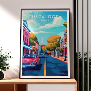 Impresión de Tuscaloosa - Arte mural de Alabama - Póster del estado de EE. UU. - Póster de Tuscaloosa, Alabama - Impresión de viaje de EE. UU. - Impresión de la ciudad de Tuscaloosa - Arte mural de EE. UU.