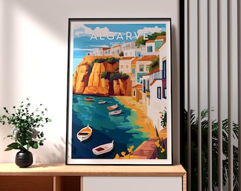 アルガルヴェ海岸のアートプリント：ポルトガル旅行ポスター
