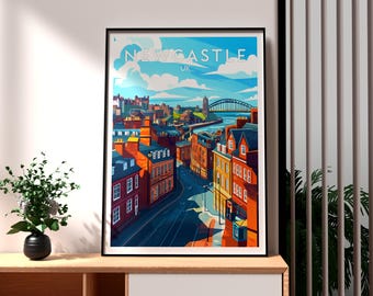 Newcastle Print: Tyne Bridge, UK City Travel Poster