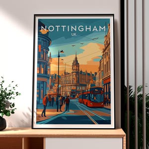 Nottingham Print - Nottingham Wandkunst - UK Stadt Poster - Reise Wandkunst - Midlands Poster - Nottingham City Print - Notts Poster