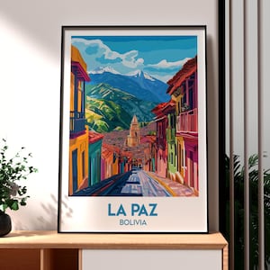La Paz Poster - Bolivia Art - Bolivia Travel Print - Bolivia Wall Art - La Paz Travel Print - Backpacking Poster - South America Art La Paz