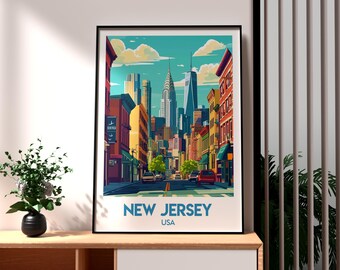 New Jersey Cityscape Print: USA Travel Poster