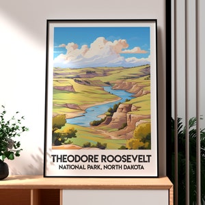 Theodore Roosevelt National Park Poster - North Dakota Poster - USA National Park Wall Art - Great Plains Poster - Badlands Poster
