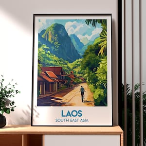 Laos Travel Print - Laos Wall Art - Luang Prabang Wall Art - Travel Wall Art - Laos Mountains Poster - SE Asia Art - Laos Poster - Laos Art