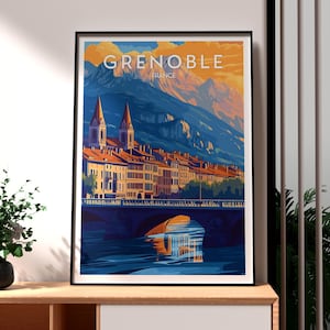 Grenoble Poster - France Wall Art - Grenoble Poster - France Travel Print - France Travel Print - Grenoble Wall Art - French Alps Poster