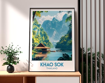 Khao Sok National Park Print - Thailand Wall Art - Thailand Poster - Khao Sok Art - Limestone Karsts - Thailand Nature Poster - Thai Art