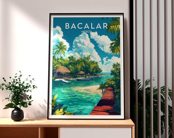 Bacalar print - Bacalar Mexico muur kunst - Bacalar strand poster - reizen muur kunst - Mexico reizen poster - Lake Bacalar kunst - reizen kunst