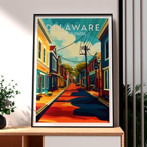 Impresión de Delaware - Arte mural de Delaware - Póster del estado de EE. UU. - Arte mural de EE. UU. - Regalo para viajeros - Impresión de viaje a EE. UU. - Wilmington, Delaware