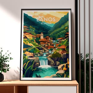 Banos Poster - Ecuador Art - Ecuador Travel Print - Banos Wall Art - Banos Ecuador Travel Print - Backpacking Poster - South America Art
