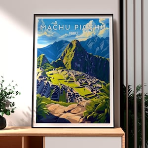 Machu Picchu Poster - Machu Picchu Art - Peru Travel Print - Peru Wall Art - Wonder of the World - Machu Picchu Temple - South America Art