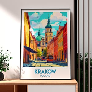 Impresión de Cracovia - Arte mural de Polonia - Póster de viaje de Cracovia, Polonia - Arte mural de viaje - Póster de ciudad europea - Arte mural del casco antiguo de Cracovia - Cracovia