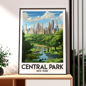 Central Park Print - New York Wall Art -  New York Skyscraper Poster - Travel Wall Art - USA Travel Poster - Central Park Art - NY Poster
