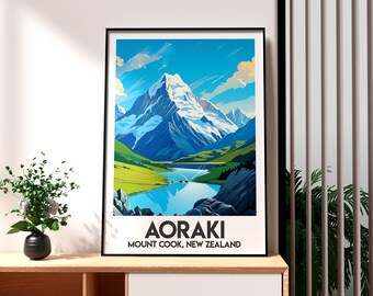 Aoraki Mount Cook Print – New Zealand Travel Poster