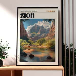 Zion National Park Wall Art - Utah Poster - Travel Wall Art - US National Park Poster - Zion Poster - Utah National Park Print - Zion Art
