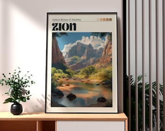 Zion National Park Poster – Utah Travel Wall Art Print