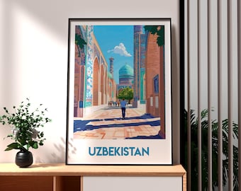Poster di viaggio di Samarcanda, Uzbekistan: arte murale dell'Asia centrale