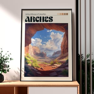 Póster del Parque Nacional de los Arcos - Póster de Utah - Póster de viaje - Póster del Parque Nacional de EE. UU. - Póster de los Arcos - Impresión del Parque Nacional de Utah - Utah