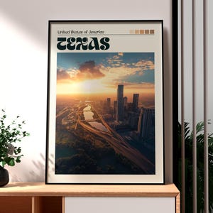Impresión de Texas - Arte mural de Texas - Póster del estado de EE. UU. - Arte mural de EE. UU. - Regalo para viajeros - Impresión de viaje a EE. UU. - Póster de Marfa, Texas - Arte de Texas