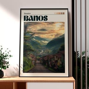 Banos Poster - Ecuador Art - Ecuador Travel Print - Banos Wall Art - Banos Ecuador Travel Print - Backpacking Poster - South America Art