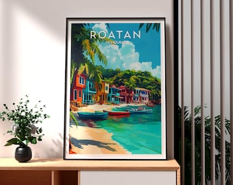 Impresión de Roatán, Honduras: Póster de viaje al Caribe