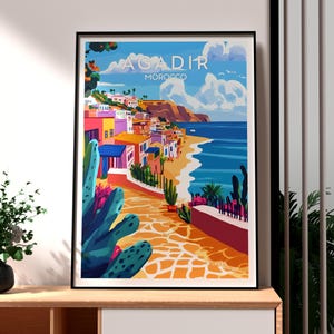 Agadir Print - Agadir Wall Art -  Morocco Poster - Travel Wall Art - Morocco Travel Poster - Atlas Mountains Poster -  Africa City Art