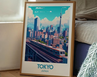 Stampa artistica del paesaggio urbano di Tokyo: poster di viaggio in Giappone